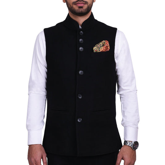 Chokore Two-in-One Black & Red Silk Pocket Square - Indian At Heart Collection