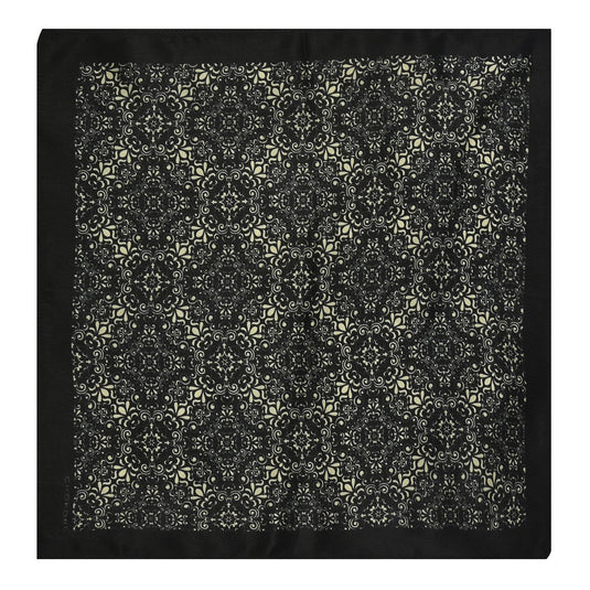 Chokore Black and White Silk Pocket Square -Indian At Heart line