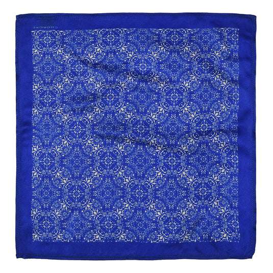 Chokore Cobalt Blue and White Silk Pocket Square - Indian At Heart line