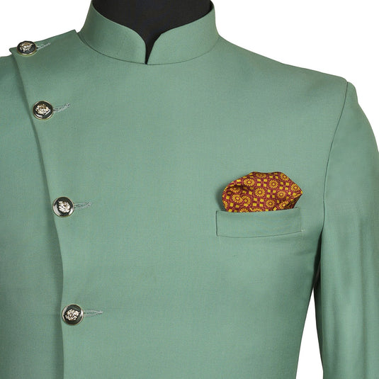 Chokore Burgundy & Lemon Green Silk Pocket Square - Indian At Heart line