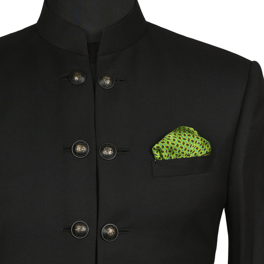 Chokore Green & Black Silk Pocket Square - Indian At Heart line