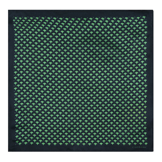 Chokore Light Sea Green & Navy Blue Silk Pocket Square - Indian At Heart line