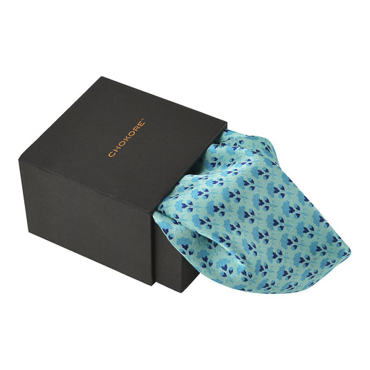 Chokore Light blue Silk Pocket Square - Indian At Heart line