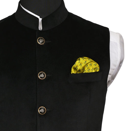 Chokore Yellow & Lemon Yellow Silk Pocket Square - Indian At Heart line