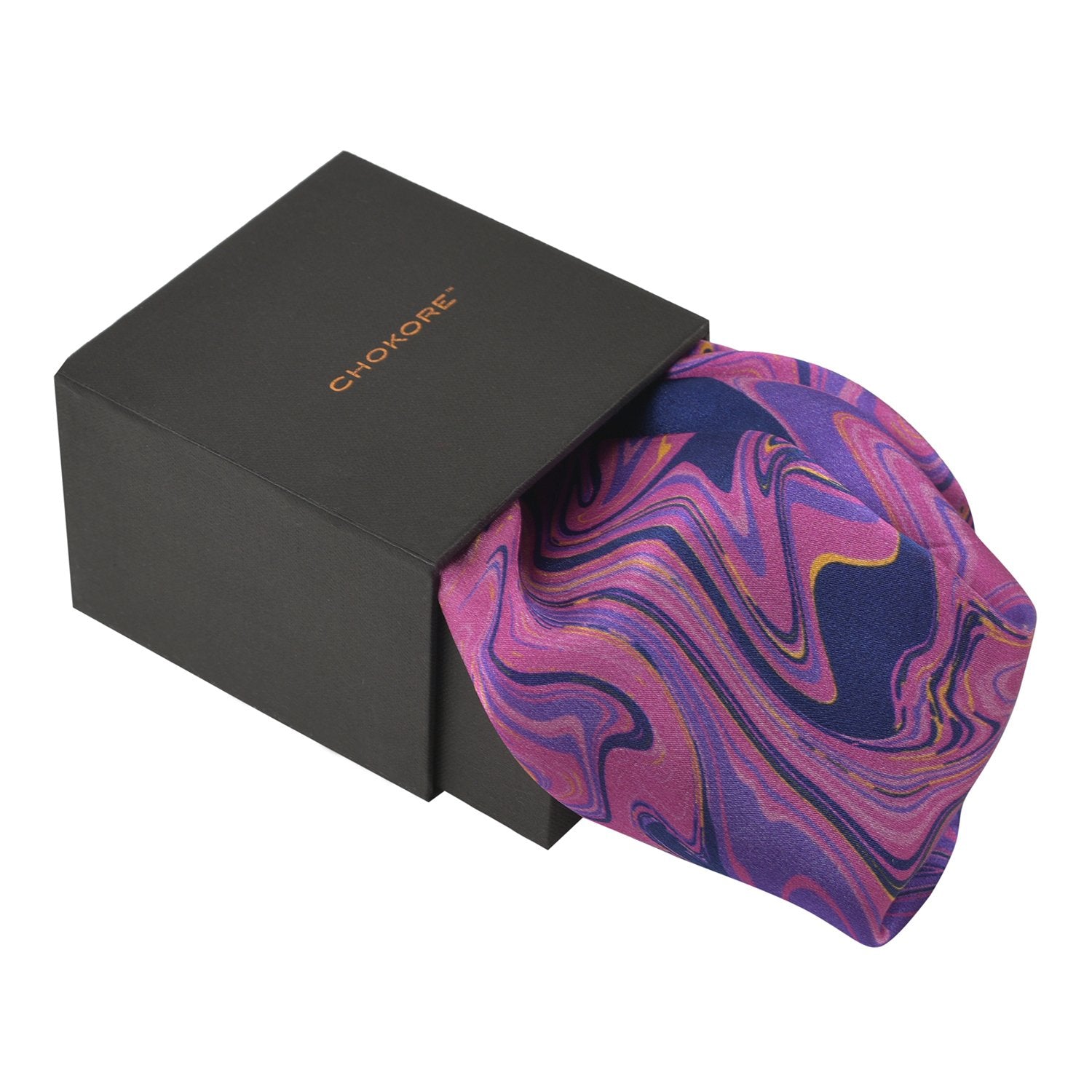 Chokore Navy blue & purple Silk Pocket Square from the Marble Design range