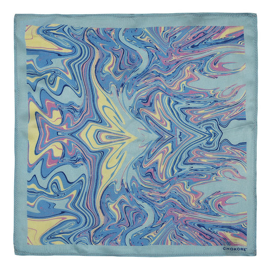 Chokore Light Blue Silk Pocket Square - Marble Collection