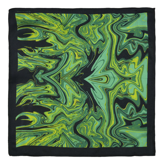 Chokore Lemon Green & Black Silk Pocket Square from the Marble Design range