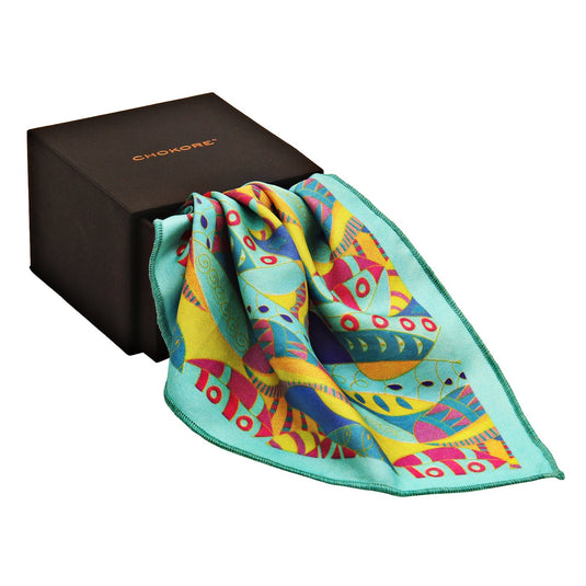 Chokore Turquoise & Orange Pocket Square - Marine Collection