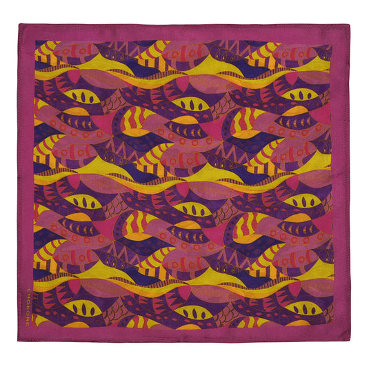 Chokore Purple & Orange Silk Pocket Square - Marine Collection