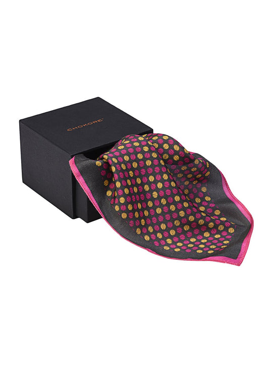 Chokore Chokore yellow and pink dotted Silk Pocket Square