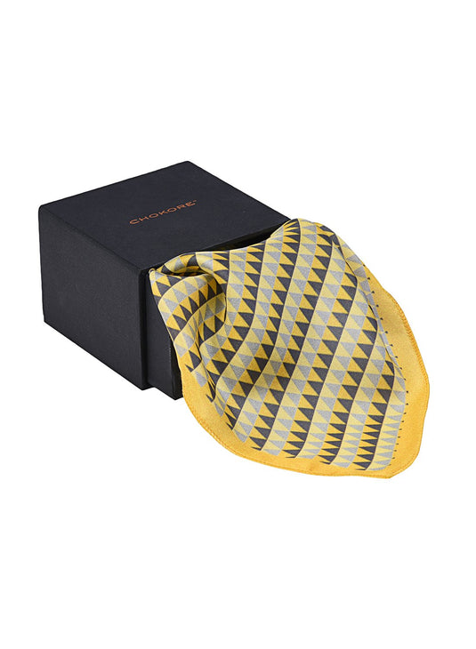 Chokore Tangerine & Grey Silk Pocket Square - Plaids Collection