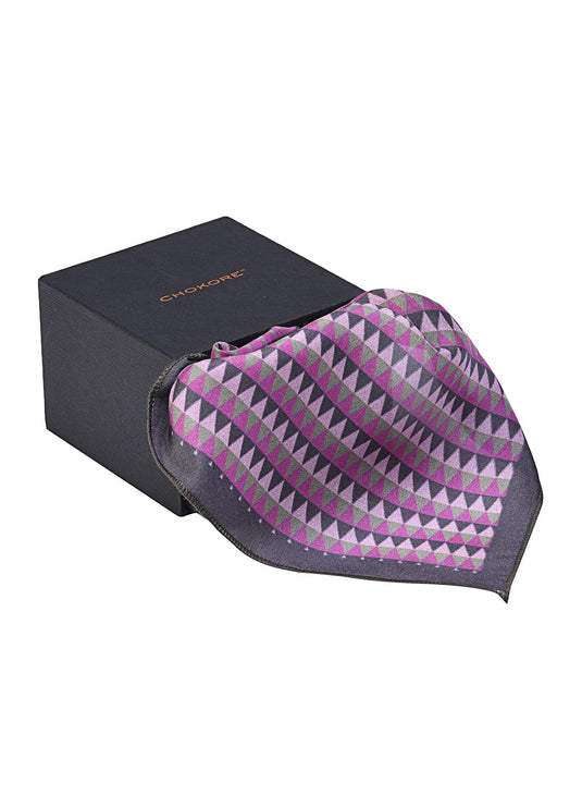 Chokore Purple & Grey Silk Pocket Square from the Plaids line