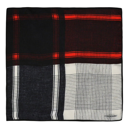 Chokore 4-in-1 Black & Red Silk Pocket Square - Indian At Heart Collection