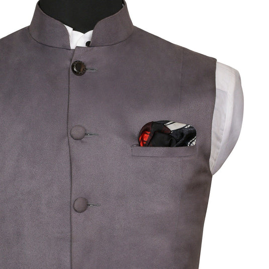 Chokore 4-in-1 Black & Red Silk Pocket Square - Indian At Heart Collection