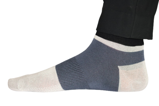 Chokore Light Grey And Navy Blue Ankle Bamboo Socks