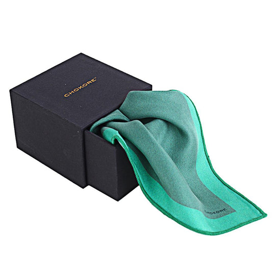 Chokore Sea & Lemon Green Silk Pocket Square - Squared line