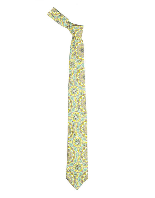 Chokore Lemon & Sea Green Silk Tie - Indian at Heart line