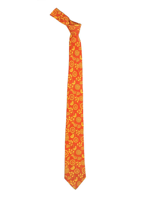 Chokore Red & Orange Silk Necktie - Wildlife Collection
