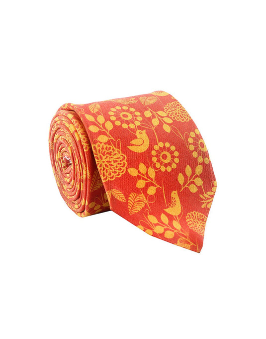 Chokore Red & Orange Silk Necktie - Wildlife Collection