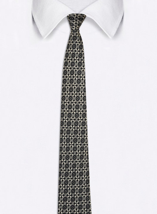 Chokore Black and White Silk Tie - Indian At Heart range