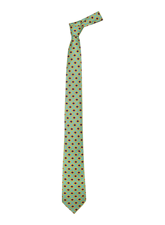 Chokore Light Sea Green & Yellow Silk Tie - Indian At Heart Collection