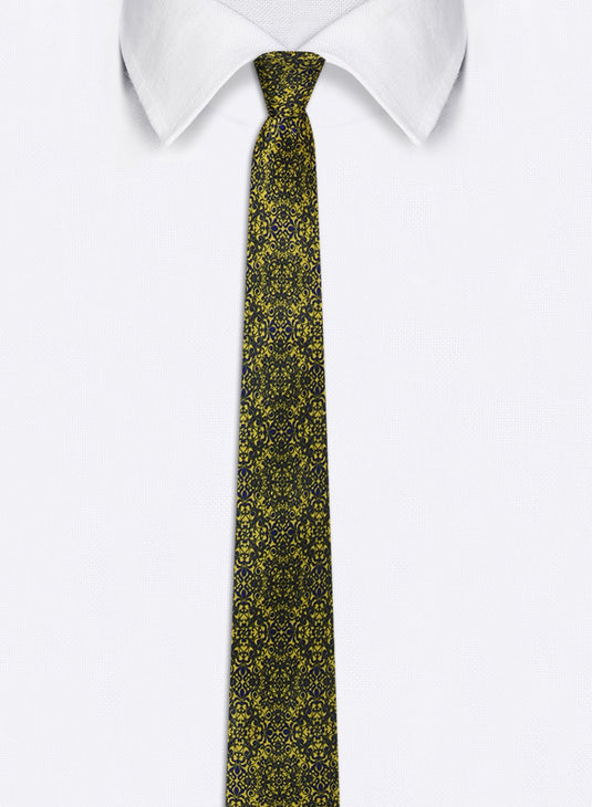 Chokore Yellow & Blue Silk Necktie - Indian At Heart Collection