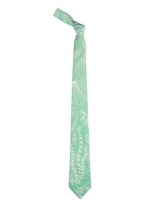 Chokore Sea Green & White Silk Necktie - Marine Collection