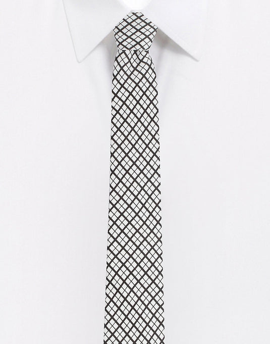 Chokore Black & White Silk Tie from Plaids collection