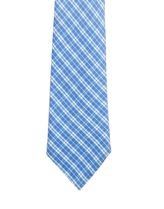 Chokore Blue & White Silk Tie - Plaids line