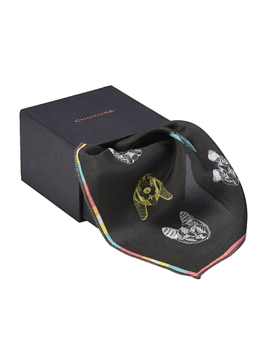 Chokore Grey Canine Silk Pocket Square from the Wildlife range