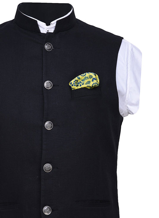 Chokore Blue & Yellow Birds Silk Pocket Square from the Wildlife range