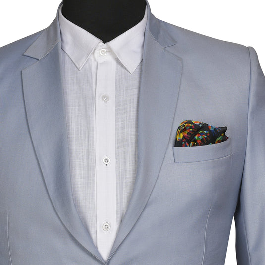 Chokore Black with Multi-coloured Elephants Silk Pocket Square - Wildlife Collection