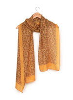 Chokore Printed Yellow & Magenta Silk Stole for Women Printed Tangerine & Rust Silk Stole for Women