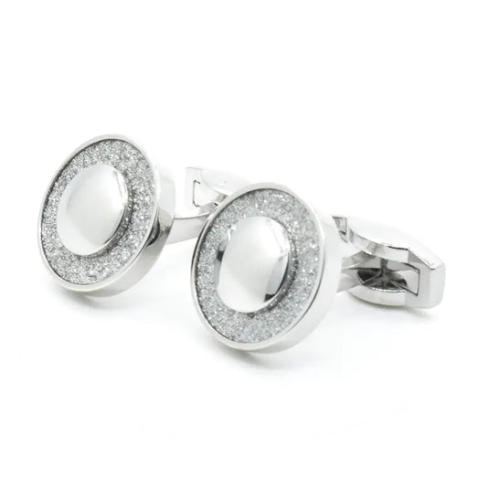 Crystal Halo Silver Brass Cufflinks – Wedding & Party Wear