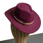 Chokore  Chokore Cowboy Hat with Braided PU Belt (Burgundy)