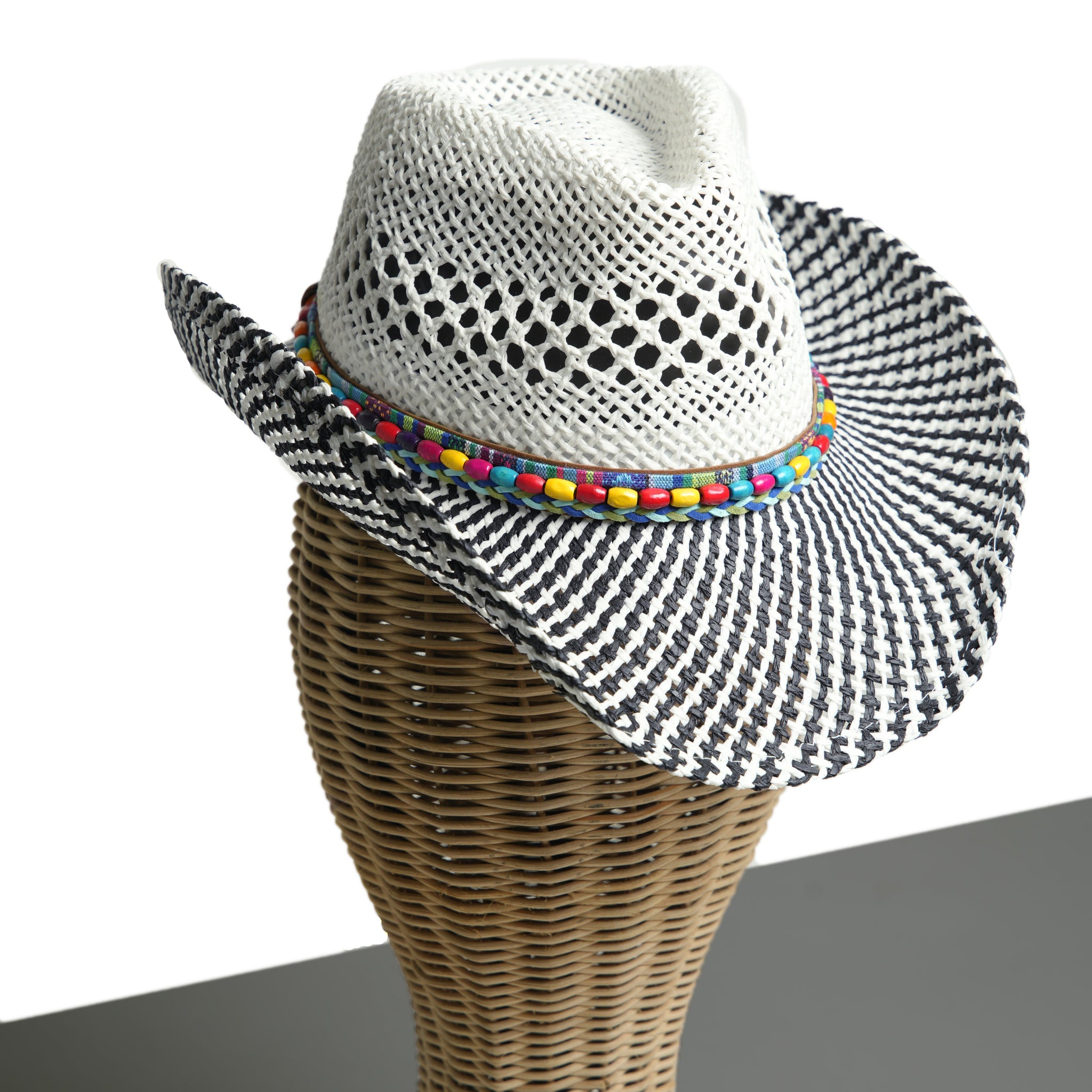 Chokore Handcrafted Straw Cowboy Hat (Black White)