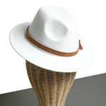 Chokore Chokore Crochet Cloche Hat (Brown) Chokore Fedora Hat with Vegan Leather Belt (White)