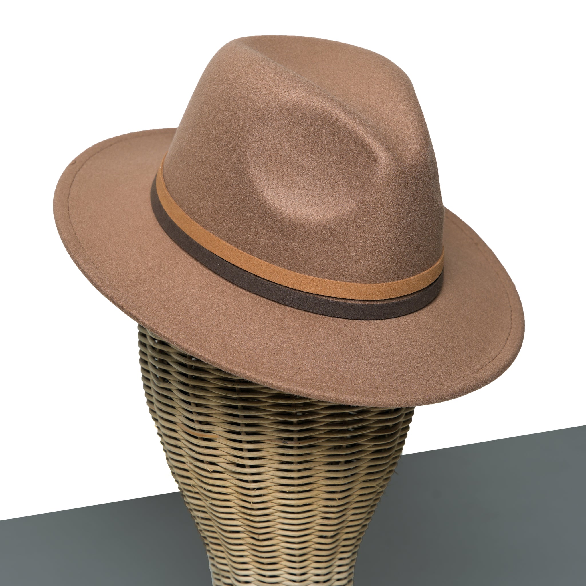 Chokore Fedora Hat with Dual Tone Band (Khaki)