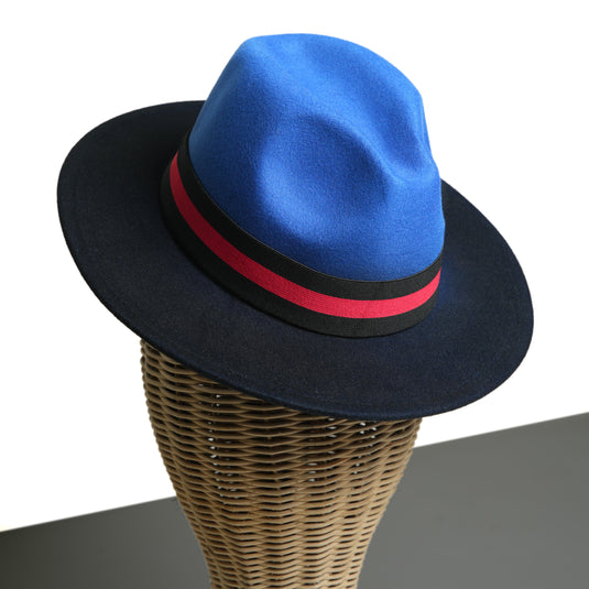 Chokore Double-tone Ombre Fedora Hat (Blue & Black)