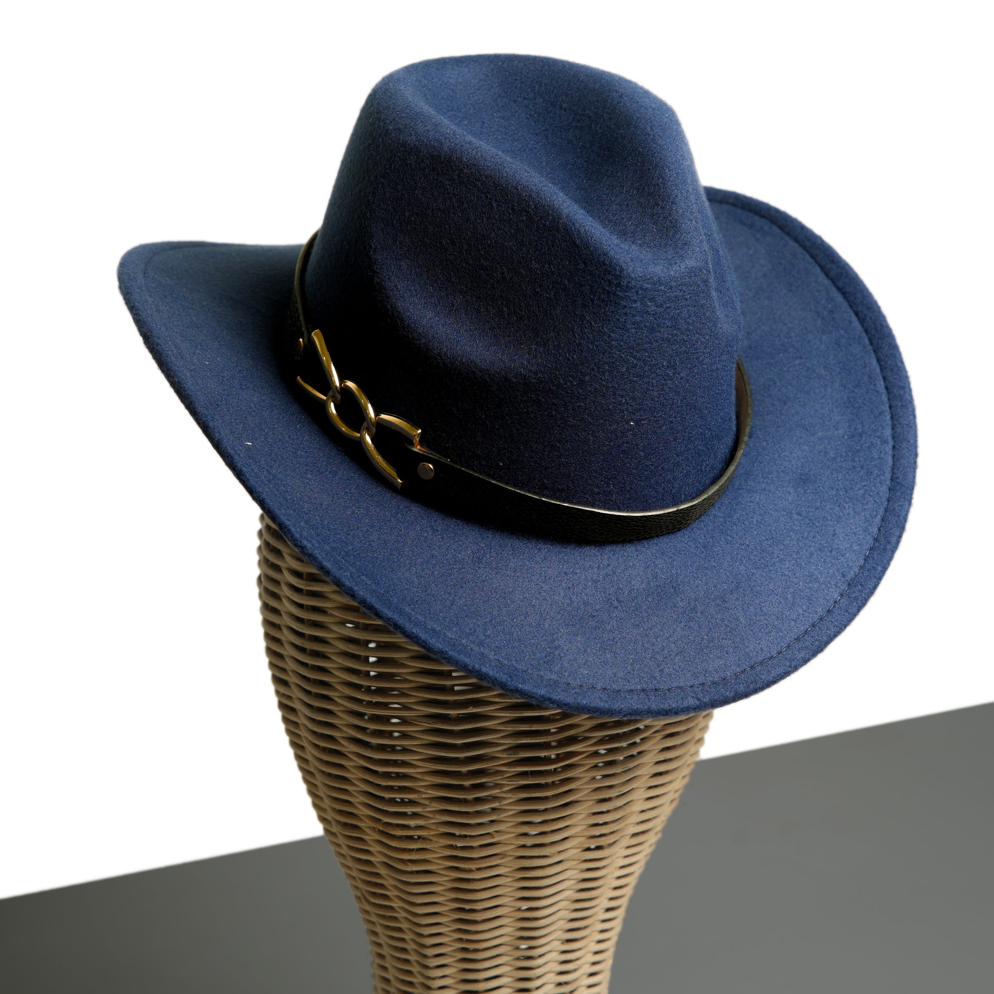 Chokore Cowboy Hat with Silver Buckle & Belt (Navy Blue)