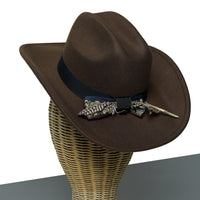 Chokore Chokore Cattleman Cowboy Hat with Feather Ribbon (Brown)