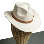 Chokore  Chokore Pinched Cowboy Hat with PU Leather Belt (Off White)