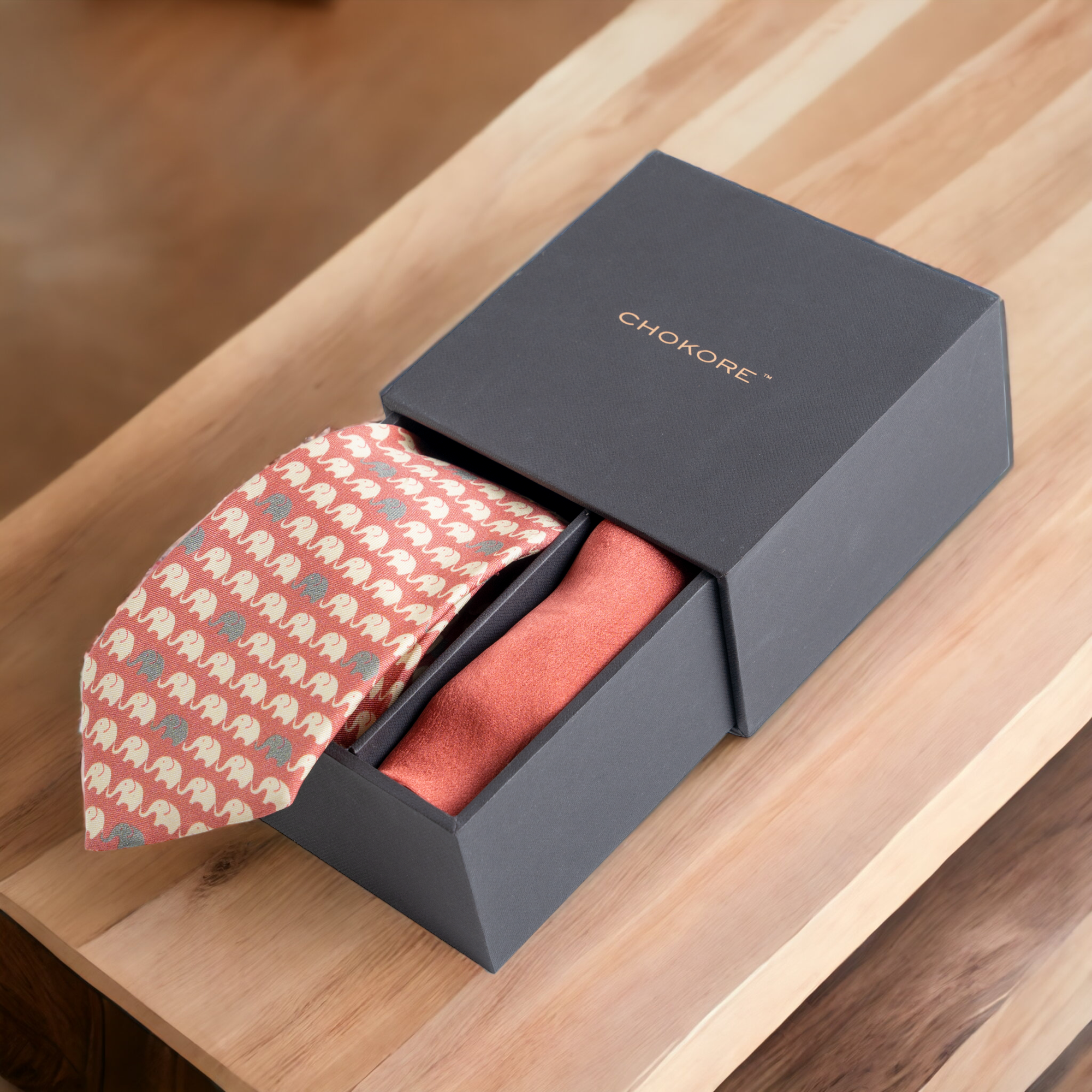 Chokore Special 2-in-1 Coral Gift Set (Pocket Square & Tie)