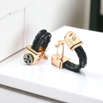 Chokore Chokore Special 2-in-1 Black Gift Set (Pocket Square & Tie) Chokore Braided Leather Cufflinks with Miniature Gear