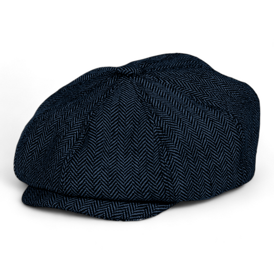 Chokore Herringbone Vintage Baker Boy Cap (Navy Blue)