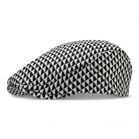 Retro Triangular Pattern Ivy Cap Black Chokore