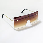 Chokore  Chokore Rimless Oversized Sunglasses with UV 400 Protection (Brown)