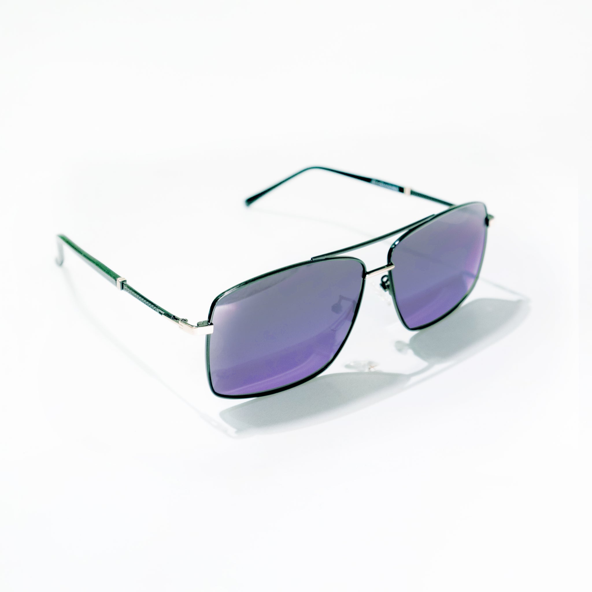Chokore Sleek Rectangular Sunglasses with UV Protection (Black & Silver)