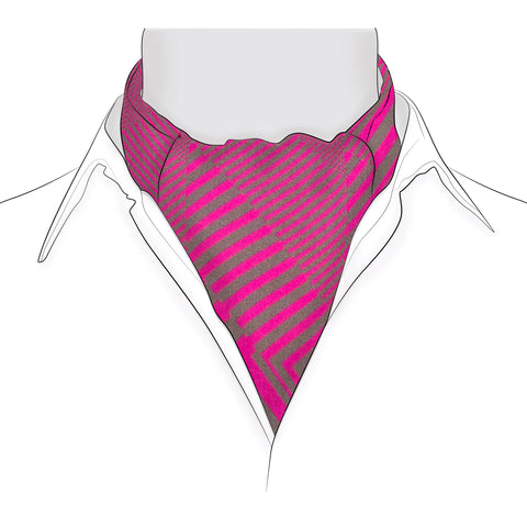 Chokore Striped Silk Cravat (Magenta) - Chokore Striped Silk Cravat (Magenta)
