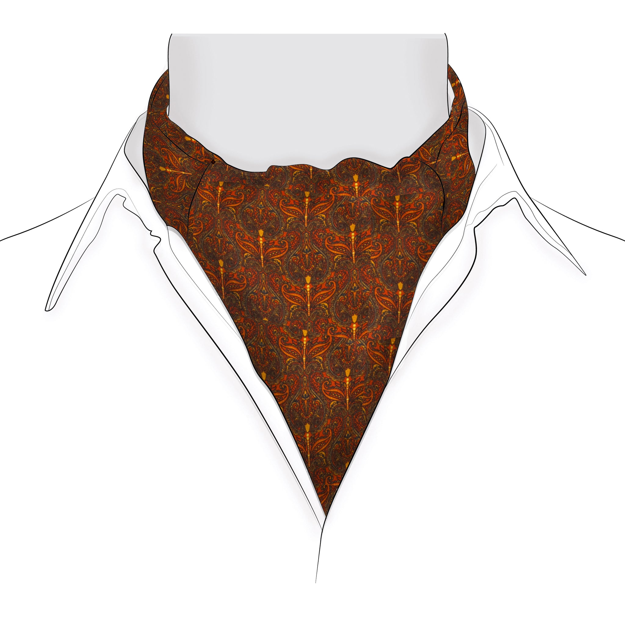 Chokore Men's Orange and Green Silk  Cravat